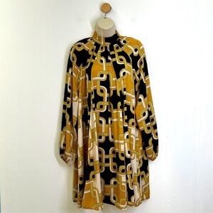 H&M - Richard Allen X Black And Gold Chain A Line Flowy Dress Size 4